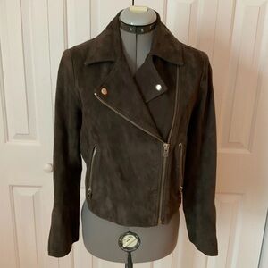 SALE! TOPSHOP GENUINE COFFEE BROWN SUEDE MOTO JACKET US6